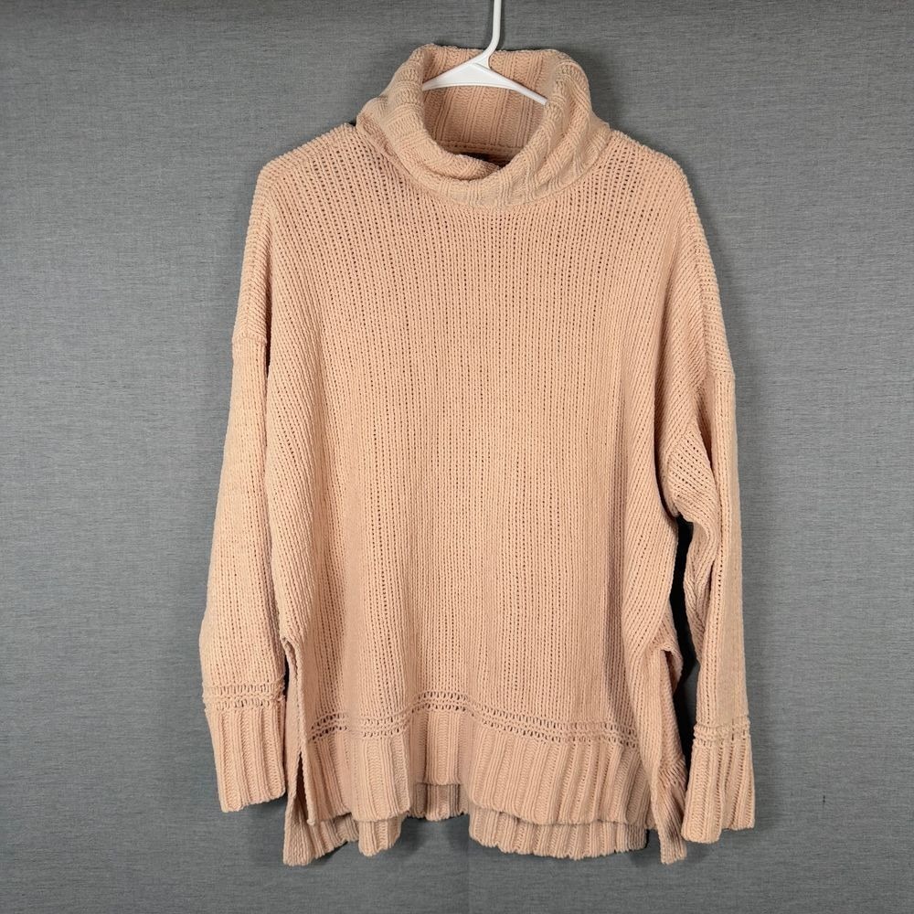 Aerie Womens Sweater Size Small Pink Peach Long Sleeve Cowl Neck